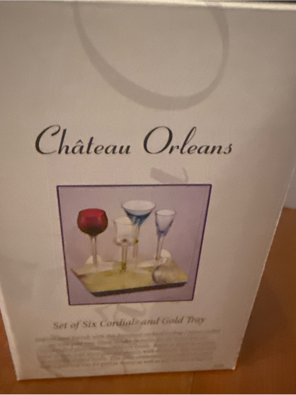VTG Chateau Orleans Cordial Set of 6 Multi Color Glass Gold Tray NIB - Picture 4 of 9
